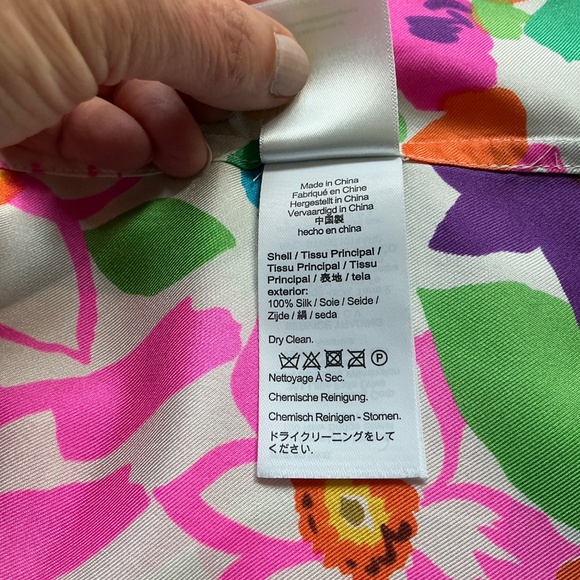 J Crew Collection 100% Silk Button Down-Size 12 - Picture 7 of 8